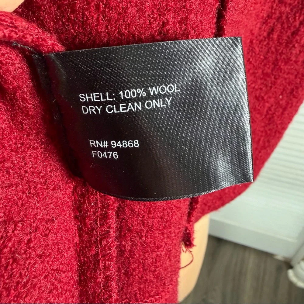 Ashley B Bernardo 100% Wool Zip Jacket Burgundy Red Size L - Picture 11 of 13